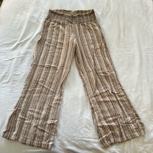 Tan & Brown striped wide legged pants